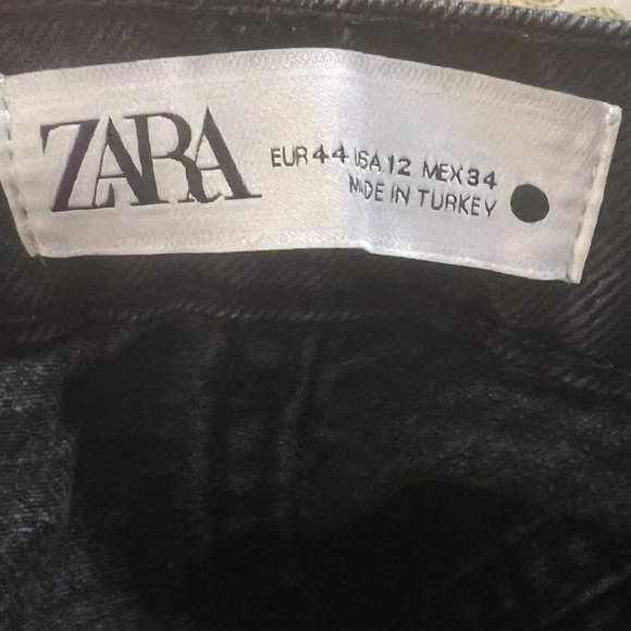 ZARA “The 90’s full-length” wide leg raw hem boho light wash black jeans. Sz:12 - Picture 5 of 7
